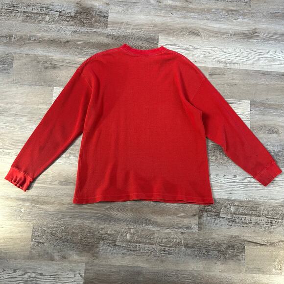 Vintage Sun Wear Red Thermal Long Sleeve Shirt 2XL | Waffle Knit Heavyweight - Picture 2 of 7